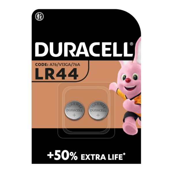Duracell Alkaline Batteries 1.5V Size LR44 (Pack of 2) – Long-Lasting Power (A76/V13GA/76A)
