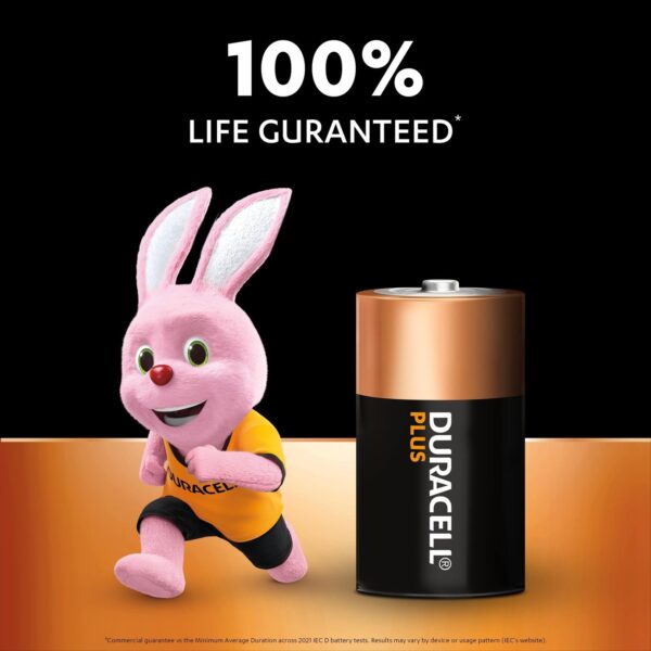 Duracell Plus Boost Alkaline Batteries 1.5V Size D (Pack of 2) – Long-Lasting Power, 100% Life Guaranteed (LR20/MN1300)