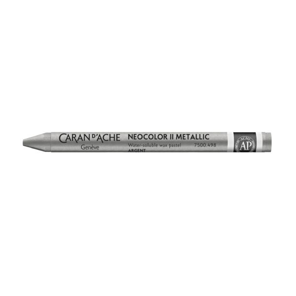 Caran d’Ache Neocolor II Water-Soluble Wax Pastels – Artist 84 Professional Shades – 498 Silver