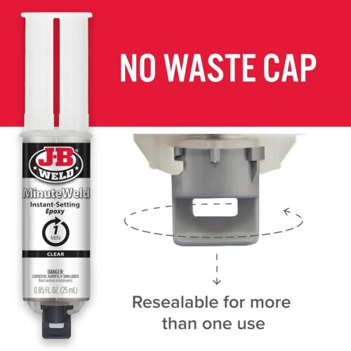 J-B Weld Clear MinuteWeld Instant Setting Epoxy – 25ml Syringe, 1-Minute Set Time, Clear Fast-Bond Adhesive 12 J-B Weld Clear MinuteWeld Instant Setting Epoxy – 25ml Syringe, 1-Minute Set Time, Clear Fast-Bond Adhesive - Image 6
