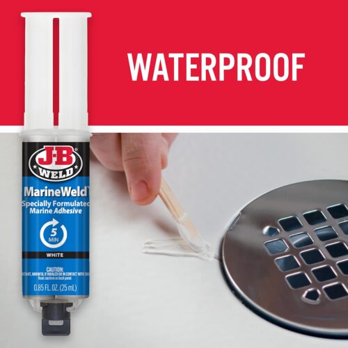 J-B Weld MarineWeld Adhesive & Sealant – 25ml Syringe White, 5-Minute Set Time, 2350 PSI Strength - Image 3