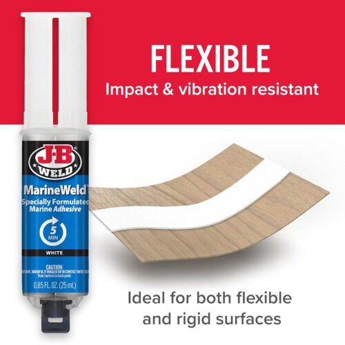 J-B Weld MarineWeld Adhesive & Sealant – 25ml Syringe White, 5-Minute Set Time, 2350 PSI Strength - Image 5