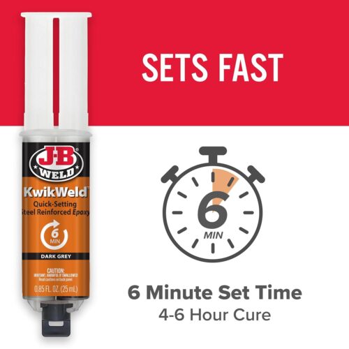 J-B Weld KwikWeld Steel-Reinforced Epoxy – 25ml Syringe Dark Grey, 6-Minute Set Time, 3127 PSI Strength - Image 4