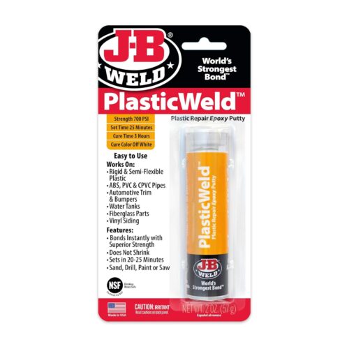 J-B Weld PlasticWeld Epoxy Repair Putty – 57g (2oz) Off White, 25-Minute Set Time, 600 PSI Strength