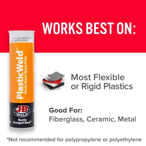 J-B Weld PlasticWeld Epoxy Repair Putty – 57g (2oz) Off White, 25-Minute Set Time, 600 PSI Strength - Image 6