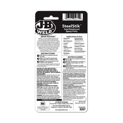 J-B Weld SteelStik Reinforced Epoxy Putty – 57g (2oz) Dark Grey, 5-Minute Set Time, 4000 PSI Strength - Image 3