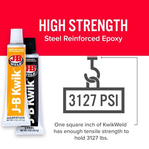 J-B Weld KwikWeld Steel-Reinforced Epoxy – 28.4g Tubes Dark Grey, 6-Minute Set Time, 3127 PSI Strength - Image 4