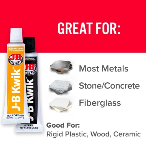 J-B Weld KwikWeld Steel-Reinforced Epoxy – 28.4g Tubes Dark Grey, 6-Minute Set Time, 3127 PSI Strength - Image 5