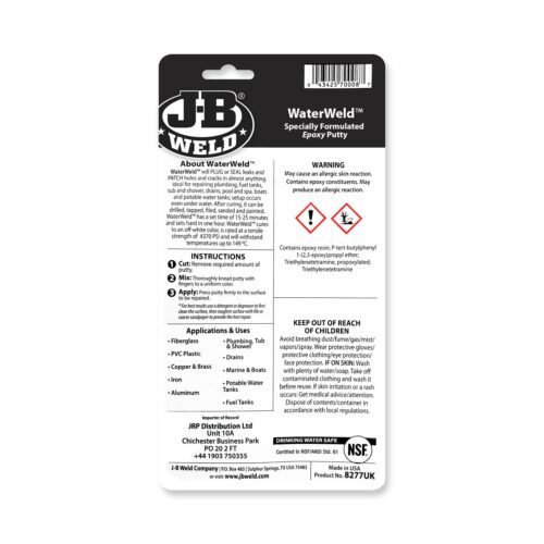 J-B Weld WaterWeld Epoxy Repair Putty – 57g Off White, 25-Minute Set Time, 4370 PSI Strength - Image 2
