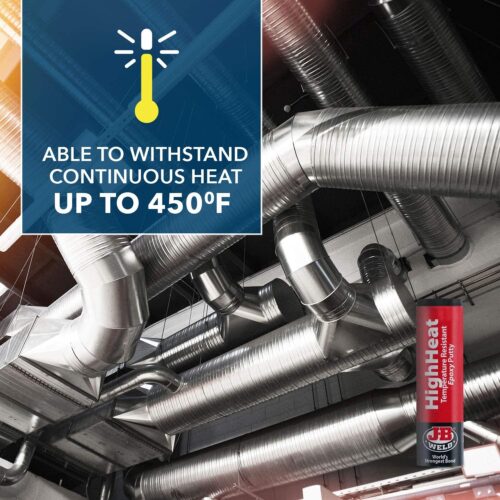 J-B Weld HighHeat Temperature Resistant Epoxy Putty – 57g (2oz) Grey, 1-Hour Set Time, 205°C Heat Resistant, 800/600 PSI Strength - Image 6