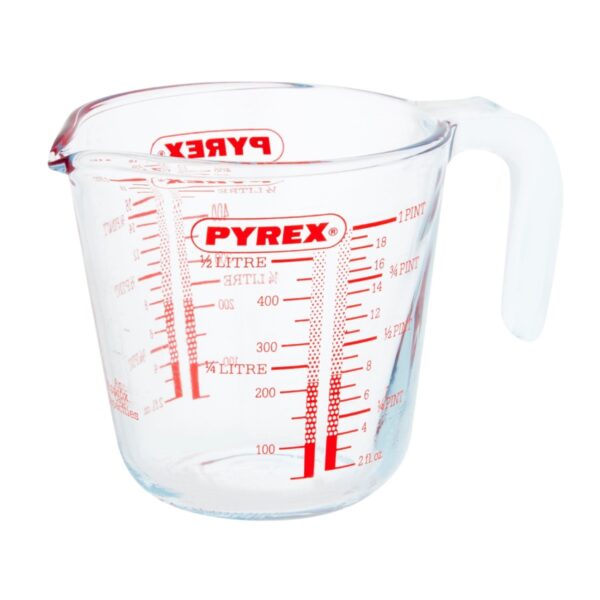 Pyrex Classic Glass Measuring Jug (0.5L) – Borosilicate Glass, Oven & Microwave Safe, Thermal Shock Resistant, Easy-Read Scale