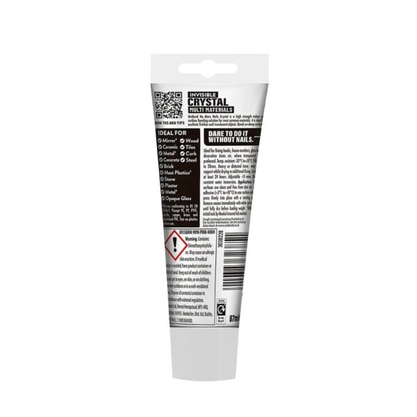 UniBond No More Nails Crystal Clear Grab Adhesive 87ml (Small) – Instant Transparent Multi-Material Bond 1 UNB 3851 2