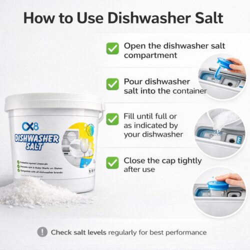Dishwasher Salt 3kg – Limescale Protection, Prevents Water Marks, Softens Hard Water, Universal Dishwasher Use