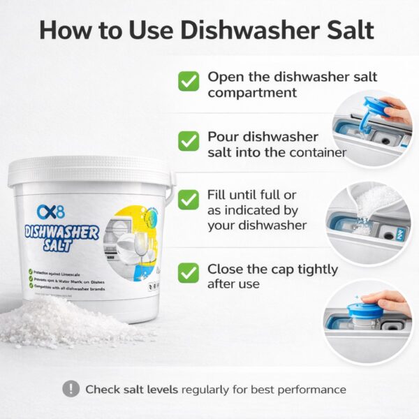 Dishwasher Salt 3kg – Limescale Protection, Prevents Water Marks, Softens Hard Water, Universal Dishwasher Use