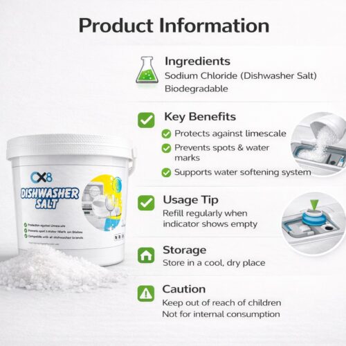 Dishwasher Salt 3kg – Limescale Protection, Prevents Water Marks, Softens Hard Water, Universal Dishwasher Use