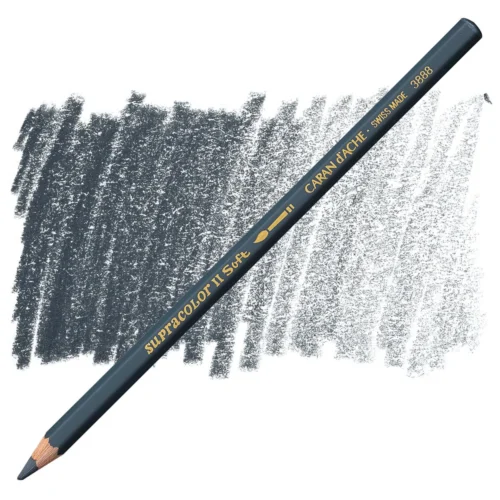 Caran d'Ache Supracolor Greyish Black Watersoluble Artist Aquarelle Colour Pencil – Gris Noir 008