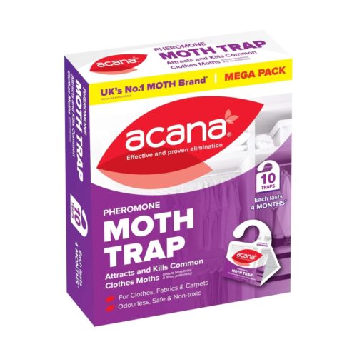 Acana Pheromone Clothes Moth Traps 10 Pack – Non-Toxic Glue Boards, Attract & Trap Clothes Moths for Wardrobes, Drawers & Fabrics