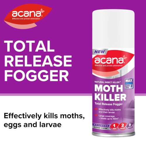 Acana Total Release Moth Killer Fogger 150ml – Natural Insect Killer Aerosol, Kills Moths, Larvae, Fleas & Bed Bugs - Image 2