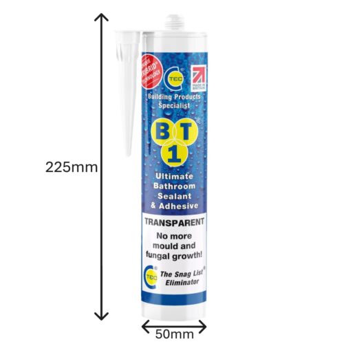 C-Tec BT1 Ultimate Bathroom Sealant & Adhesive 290ml (Transparent) – TRIBRID Anti-Mould Waterproof Sealant - Image 4