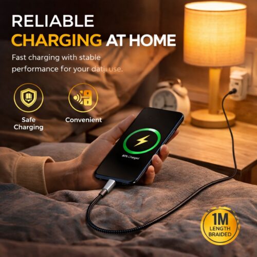 Lumi USB-C to USB-C Cable 1m Black/Grey – 60W PD Fast Charging & Data Transfer, 3A Braided Type C Cable for Phones & Devices 10 Lumi USB-C to USB-C Cable 1m Black/Grey – 60W PD Fast Charging & Data Transfer, 3A Braided Type C Cable for Phones & Devices - Image 4