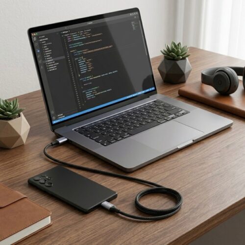 Lumi USB-A to USB-C Cable 1m Black/Grey – 18W Fast Charging & Data Transfer, 2A Braided Type C Charger Cable for Mobile Devices - Image 6