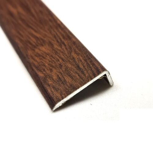 Walnut Effect Self-Adhesive Aluminium End Border Floor Threshold 2700mm – Angle Trim 25x10mm for Laminate, Wood & Vinyl Floors