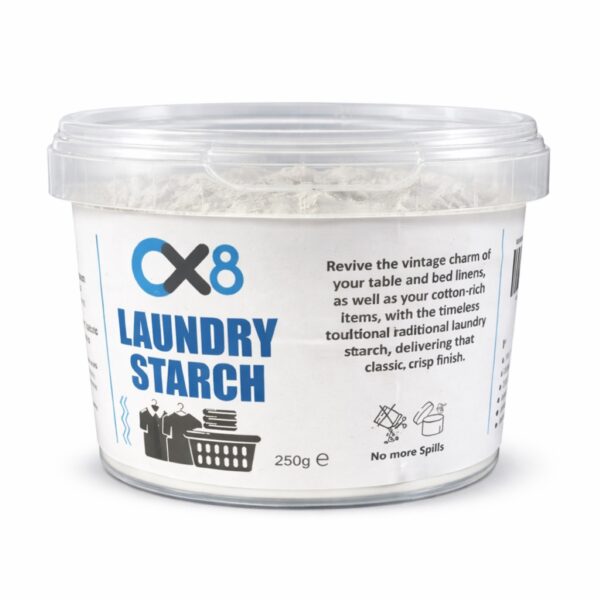 OX8-7648 Laundry Starch 250g – Crisp Finish Fabric Starch for Shirts, Table Linen & Bedding, Easy Ironing Finish