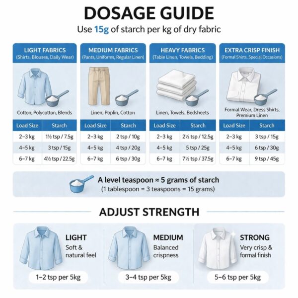 Laundry Starch 250g – Crisp Finish Fabric Starch for Shirts, Table Linen & Bedding, Easy Ironing Finish 3 Laundry Starch 250g – Crisp Finish Fabric Starch for Shirts, Table Linen & Bedding, Easy Ironing Finish