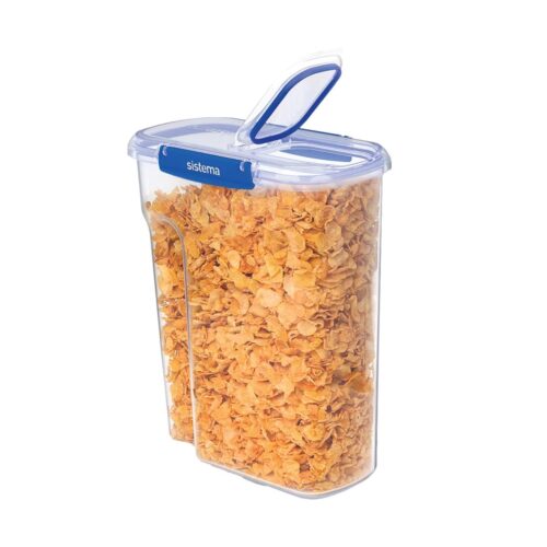 Sistema KLIP IT PLUS Cereal Storage Container 4.2L (4 Pack) – Airtight BPA-Free Pantry Food Container with Easy-Pour Lid, Blue/Clear - Image 5