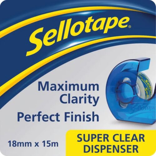 Sellotape Crystal Clear Tape (18mm x 15m) with Blue Dispenser – Super Clear, Extra Sticky, Easy Tear - Image 3