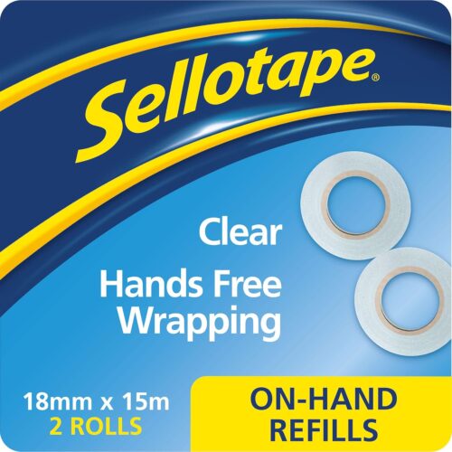 Sellotape On Hand Tape Refills (18mm x 15m, 2 Rolls) – Super Clear Extra Sticky Tape, Maximum Clarity - Image 3