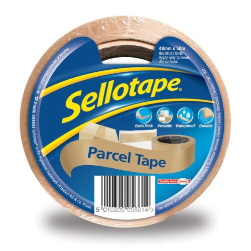 Sellotape Brown Parcel Packing Tape (48mm x 50m) – Extra Thick High Strength Tape for Heavy Duty Boxes