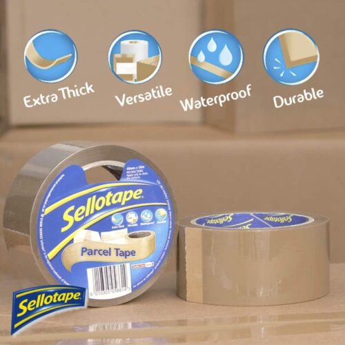 Sellotape Brown Parcel Packing Tape (48mm x 50m) – Extra Thick High Strength Tape for Heavy Duty Boxes - Image 3