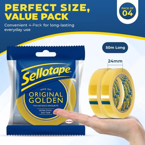 Sellotape Original Golden Sticky Tape (24mm x 50m) – Strong Clear Easy Tear Tape for Home, Office & Gift Wrapping - Image 6
