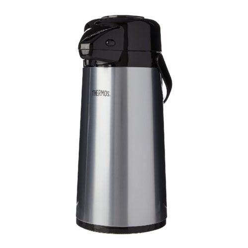 Thermos Stainless Steel Pump Pot 1.9L – GTB Push Button Insulated Airpot Flask for Hot & Cold Drinks, Tea & Coffee Dispenser
