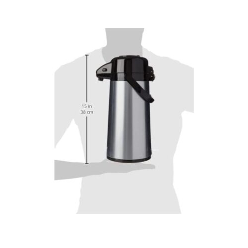 Thermos Stainless Steel Pump Pot 1.9L – GTB Push Button Insulated Airpot Flask for Hot & Cold Drinks, Tea & Coffee Dispenser