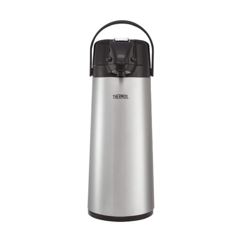 Thermos Stainless Steel Lever Pump Pot 2.5L – GTB Insulated Airpot Flask Dispenser for Hot & Cold Drinks, Tea & Coffee