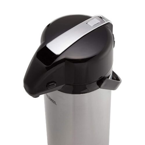 Thermos Stainless Steel Lever Pump Pot 2.5L – GTB Insulated Airpot Flask Dispenser for Hot & Cold Drinks, Tea & Coffee