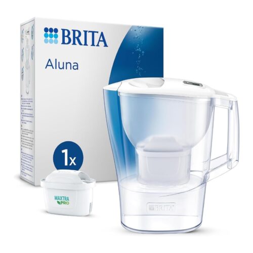 BRITA Aluna Water Filter Jug 2.4L White – Includes MAXTRA PRO Filter, Fridge Fit, Spout Cover, BPA-Free