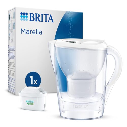 BRITA Marella Water Filter Jug 2.4L White – Includes MAXTRA PRO Filter, Fridge Fit, Easy Fill Lid, BPA-Free