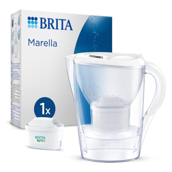 BRITA Marella Water Filter Jug 2.4L White – Includes MAXTRA PRO Filter, Fridge Fit, Easy Fill Lid, BPA-Free