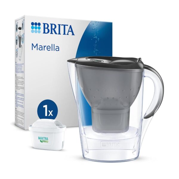 BRITA Marella Water Filter Jug 2.4L Graphite – Includes MAXTRA PRO Filter, Fridge Fit, Easy Fill Lid, BPA-Free