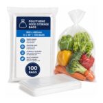 Polythene Food Storage Bags – 300 x 450mm (12 x 18″, 100 Bags) – Food Grade Clear Bags for Storage, Freezer & Kitchen Use