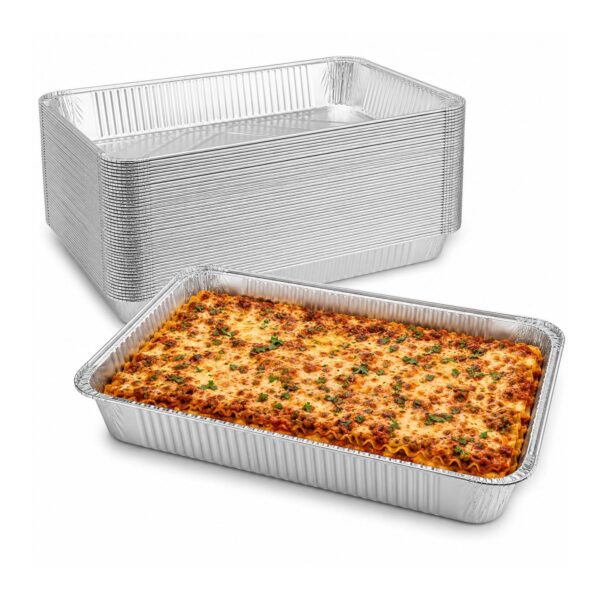 Gastro Aluminium Foil Tray – 12000ml (530 x 325 x 70mm, 50 Pack) – Full Size Deep Trays for Catering & Storage