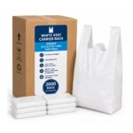 White Vest Carrier Bag Medium 10 x 15 x 18″ 9mu – 2000 Bags (20 x 100 Bags), Strong Plastic Shopping Bags for Retail & Takeaway