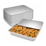 Gastro Foil Food Containers – 5400ml (325 x 265 x 63mm, 10 Pack) – Half Size Deep Trays with Foil Lids for Catering & Storage