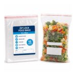 Zip Lock Food Bags – 17 x 20cm (35 Pack) – Clear Freezer Bags with Date Panel for Storage & Food Organisation