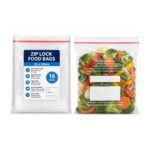 Zip Lock Food Bags – 25 x 29cm (15 Pack) – Clear Freezer Bags with Date Panel for Storage & Food Organisation
