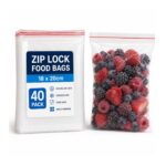 Zip Lock Food Bags – 18 x 20cm (40 Pack) – Clear Freezer Bags for Food Storage, Freezer & Kitchen Use