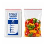 Zip Lock Food Bags – 25 x 29cm (15 Pack) – Plain Clear Freezer Bags for Food Storage & Kitchen Use